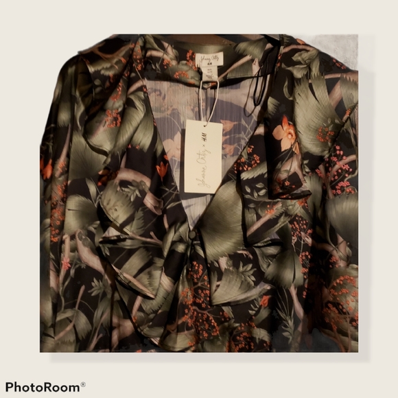 Johanna Ortiz H&M tropical print v-neck long sleeve dress XL nwt - Picture 3 of 5